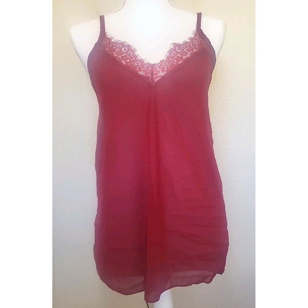 Womens Camisole Top Small Red Spaghetti  Strap Lace V Neck Femine Valentine's